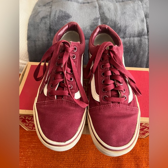 Vans old skool burgundy and white 8w/6.5m - Picture 2 of 6